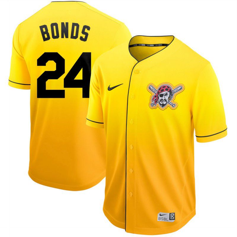Men Pittsburgh Pirates #24 Bonds Yellow Nike Fade MLB Jersey->pittsburgh pirates->MLB Jersey